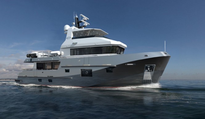 Bering 77 yacht design - side view