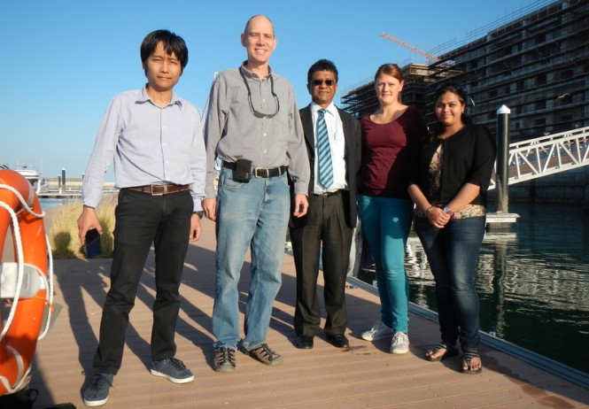 Group setting up the experiment
