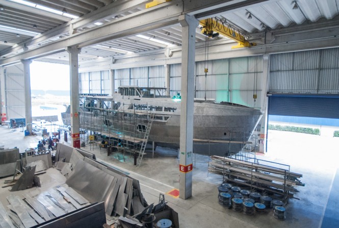 MCP 106 LE superyacht Hull no. 2 under construction