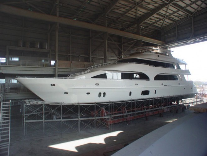 President 115 superyacht at the shipyard