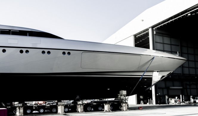 77m Silver Yachts mega yacht Silver Fast (ex Suvretta) leaving her shed - Photo by Guillaume Plisson