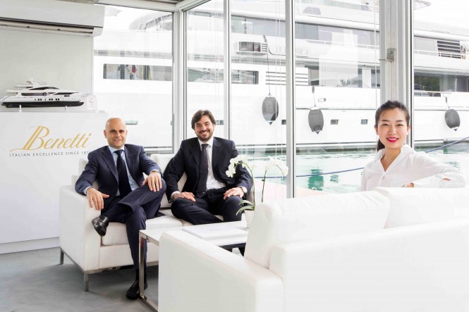 Fabio Ermetto, Luigi Adamo and Natalie Ye at the 2015 Singapore Yacht Show