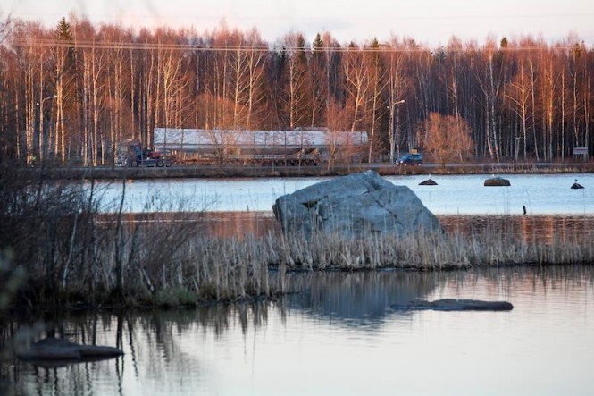 Luxury yacht Swan 115 being transported - Photo by Karolina Isaksson, Bildbolaget Du & Vi.