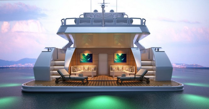 Majesty 155 Yacht - Aft Beach Club