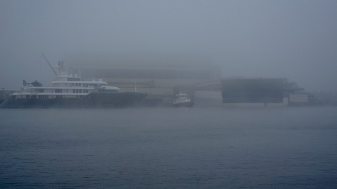 Superyacht JUPITER project spotted alongside the 90m motor yacht ICE - Photo by DrDuu