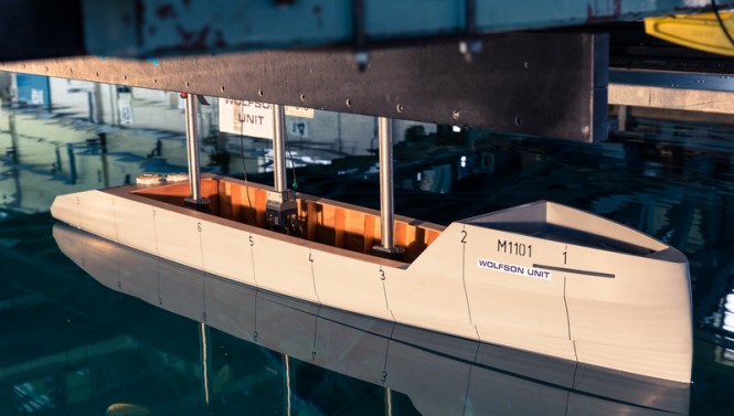 Testing of newly designed NOVA superyacht hull at the Southampton tank test facility in July 2014