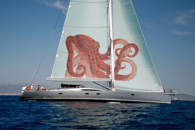 100ft Comar super yacht Shadow under sail