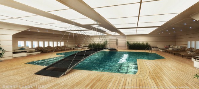Aboard mega yacht Esprit Large 109 concept