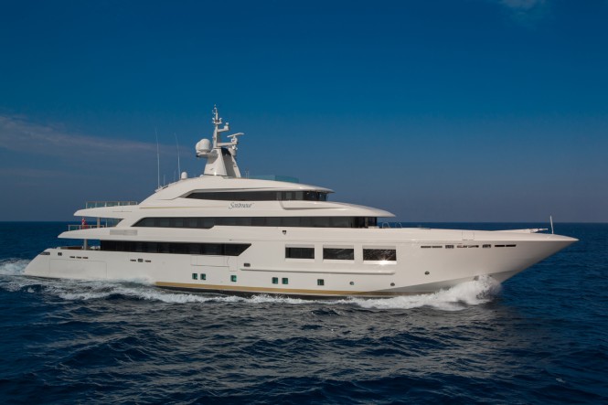 CRN Mega Yacht Saramour underway
