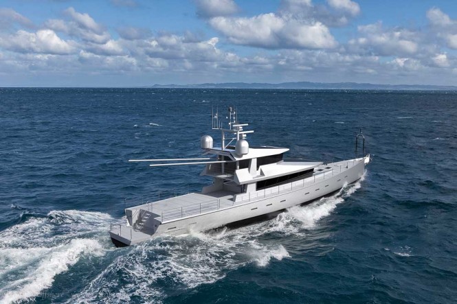 FPB 130 yacht design - aft view