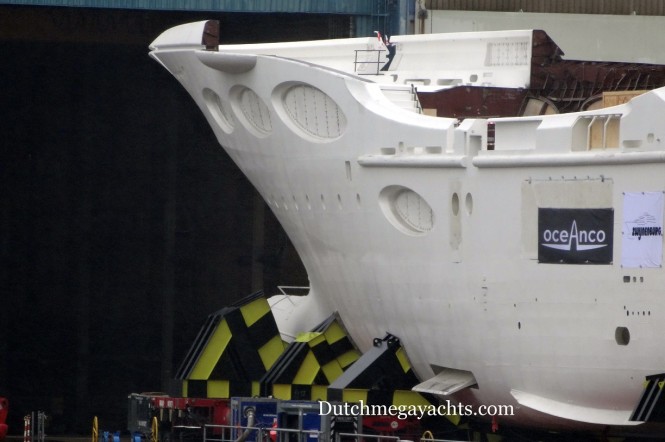 Oceanco mega yacht Y715 - bow - Photo by Dutchmegayachts
