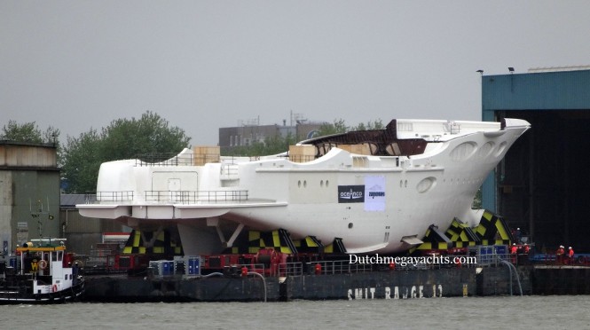 Oceanco motor yacht Y715 at Zwijnenburg - Photo by Dutchmegayachts
