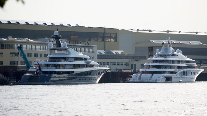 Superyachts Phoenix 2 and Quantum Blue at Lurssen - Photo by DrDuu