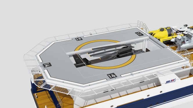 Luxury yacht support vessel SEA AXE 6911- Helicopter Hangar