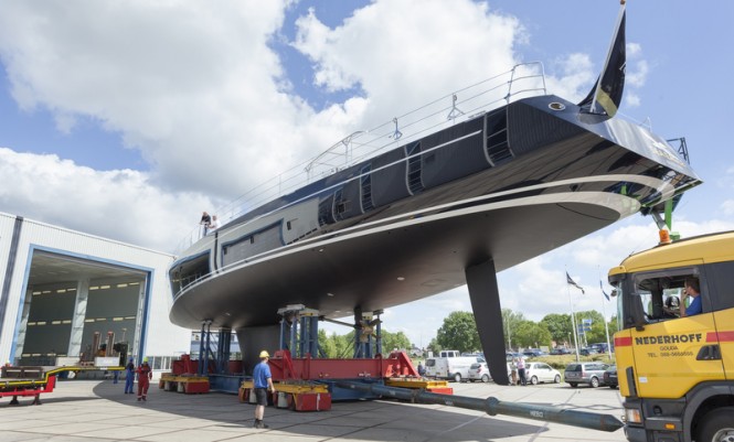 Sailing yacht SEA EAGLE out of her shed - Photo by Priska van der Meulen