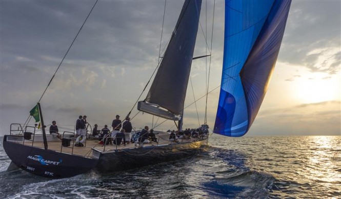 Super yacht Magic Carpet Cubed during the 2013 Giraglia Rolex Cup - Photo by Rolex Carlo Borlenghi