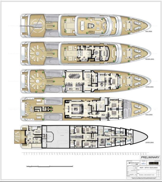 BLACKBEARD Yacht Concept - General Arrangement completed by Umberto Fossati
