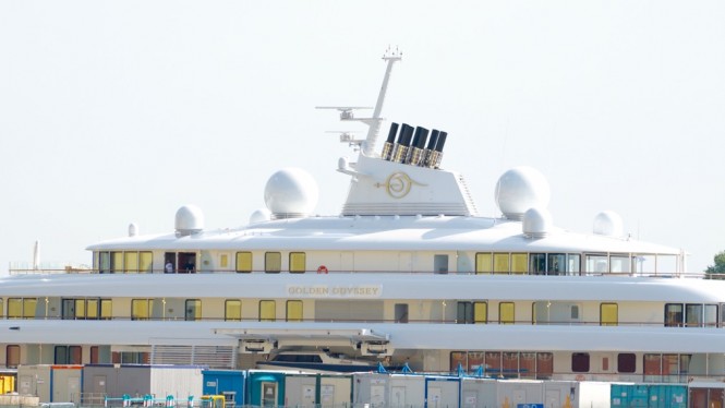 123m Lurssen mega yacht GOLDEN ODYSSEY in Bremen, Germany - Photo by DrDuu