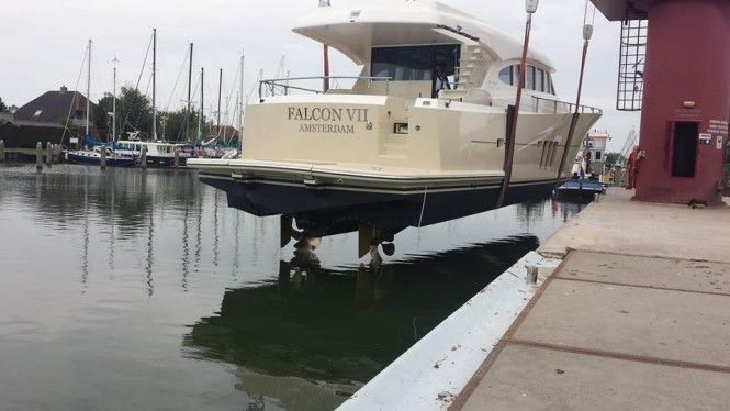 Motor yacht FALCON VII ready to hit the water - Photo by Sossego Yachts