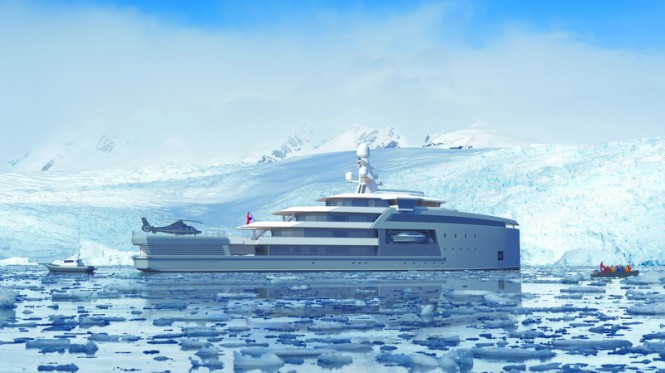 90m DAMEN SeaXplorer superyacht support vessel in Antarctica