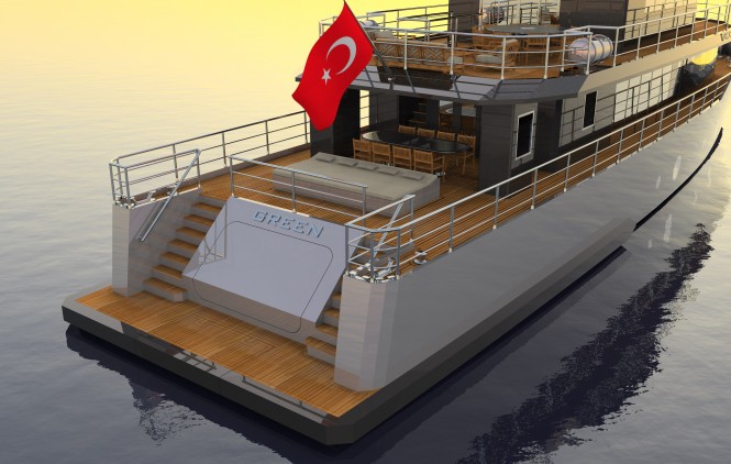 Green superyacht by Mural Yachts - Aft view