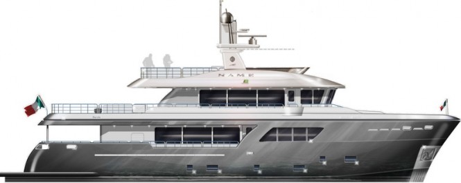 Rendering of Darwin Class 102' Yacht