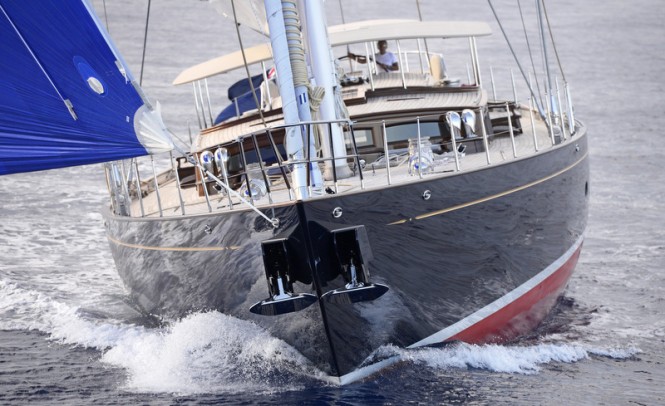 Luxury yacht ATALANTE - front view - Photo by Rick Tomlinson