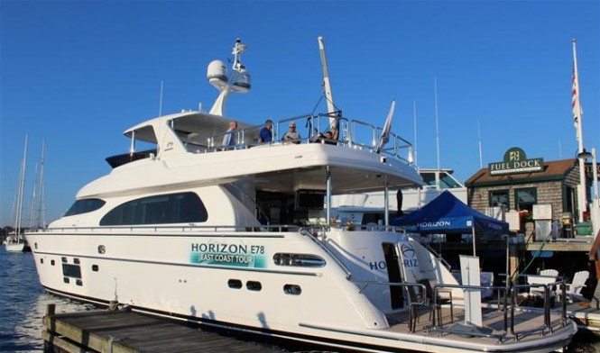 Horizon E78 Yacht on display at the 2015 Newport International Boat Show