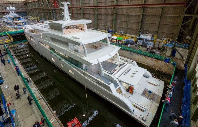 AMELS 199 superyacht under construction - aft view