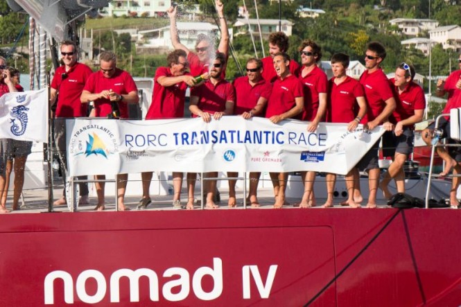 Nomad IV Crew celebrating - RORC Arthur Daniel