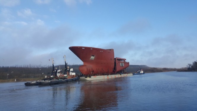 One of the hull sections for the 116m NB 370 by Kleven - Photo credit to CGI Shipbuilding