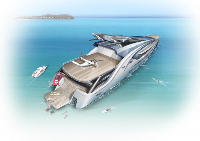 100m Trimaran concept - aft view