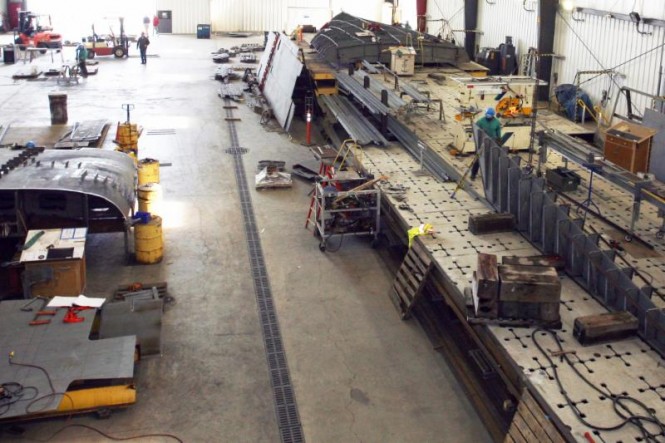 Construction starts on hull 510 explorer yacht at Burger Boat Company