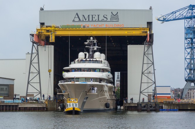 Amels yacht HERE COMES THE SUN at her Launch