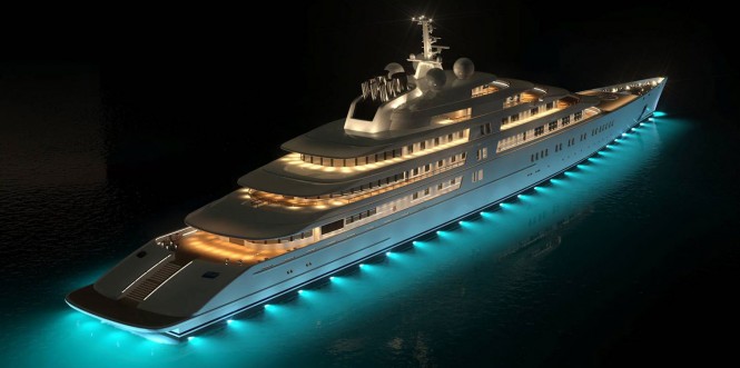The Yacht Eclipse by night