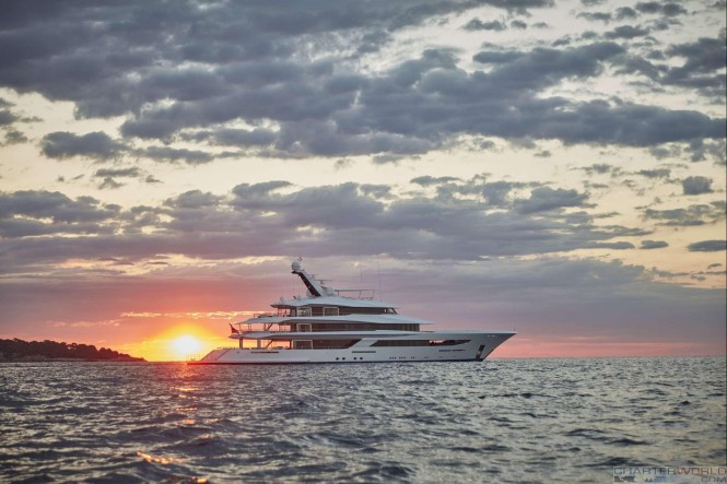 Yacht JOY with Ocean Sunset - Copyright Feadship