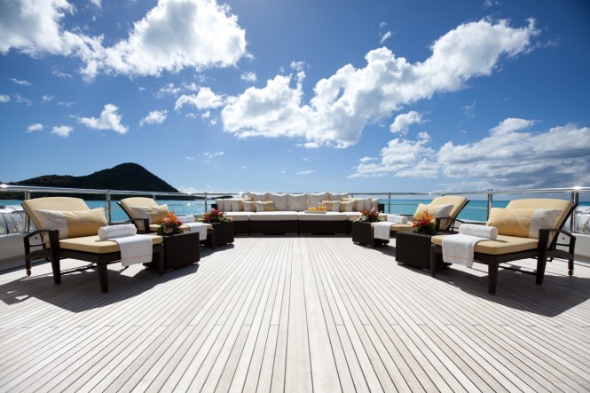 Aft sundeck sunloungers - M/Y RoMa by Viareggio Superyachts
