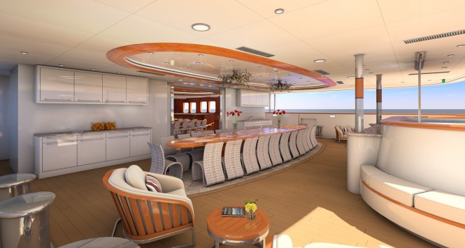 Aft deck rendering of motor yacht LEGEND