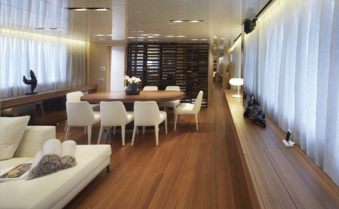 Formal dining aboard luxury yacht INDIGO