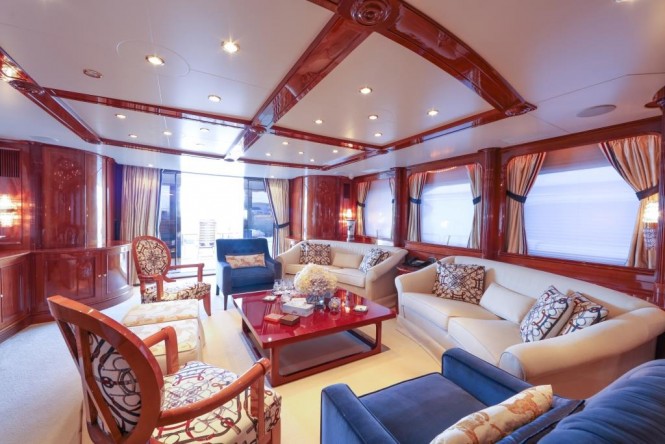Main salon aboard superyacht DXB