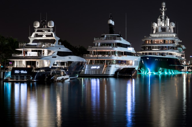   M/Y Mi Vida, M/Y Just J's & M/Y Luna - Miami. Photo credit Ron Rafferty