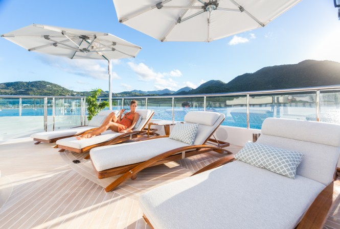Sundeck chaise loungers aboard M/Y KING BABY