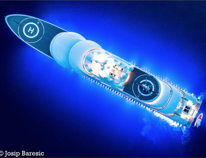 Bird-eye view on mega yacht Ona (ex. Dilbar). Photo credit @j_b_photography__