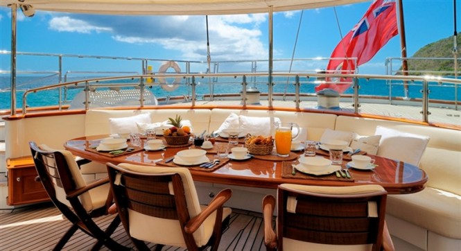 Brakfast aboard Sailing Yacht DRUMBEAT by Dubois Naval Architects