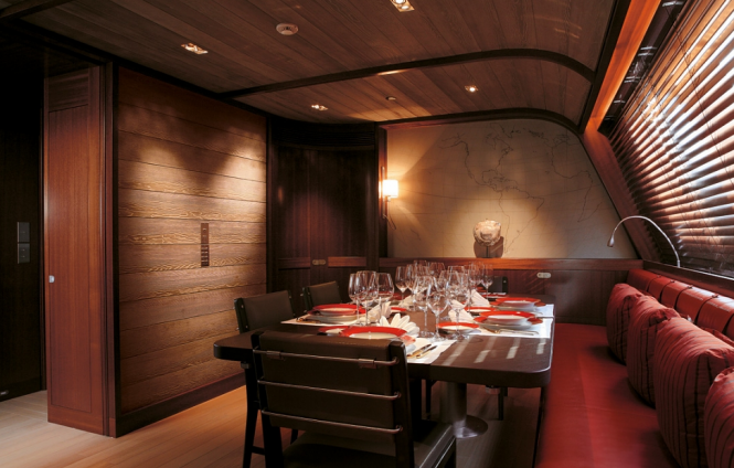 Dining on board of charter yacht Rosehearty by Perini Navi