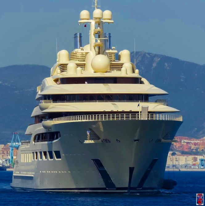 Dilbar. Photo via @superyachts_gibraltar