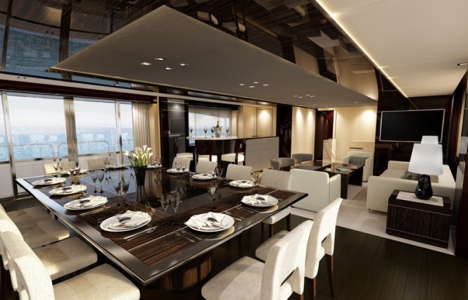 Luxury yacht BLUSH - Formal dining area and main salon