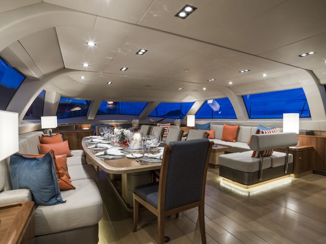 Luxury yacht TWILIGHT - Main salon and formal dining area