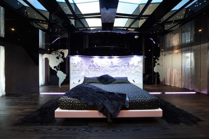 Mega yacht SEA FORCE ONE - Master suite. Photo credit Luca Dini Design