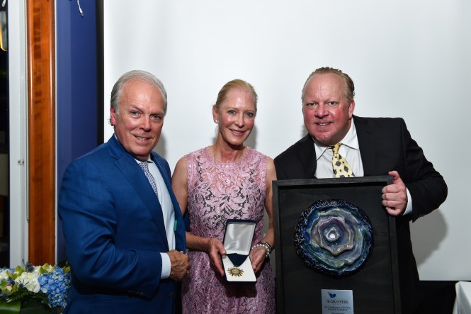 Michael T. Moore, Wendy Schmidt, and Richard Snow at Seakeepers Bermuda 2017